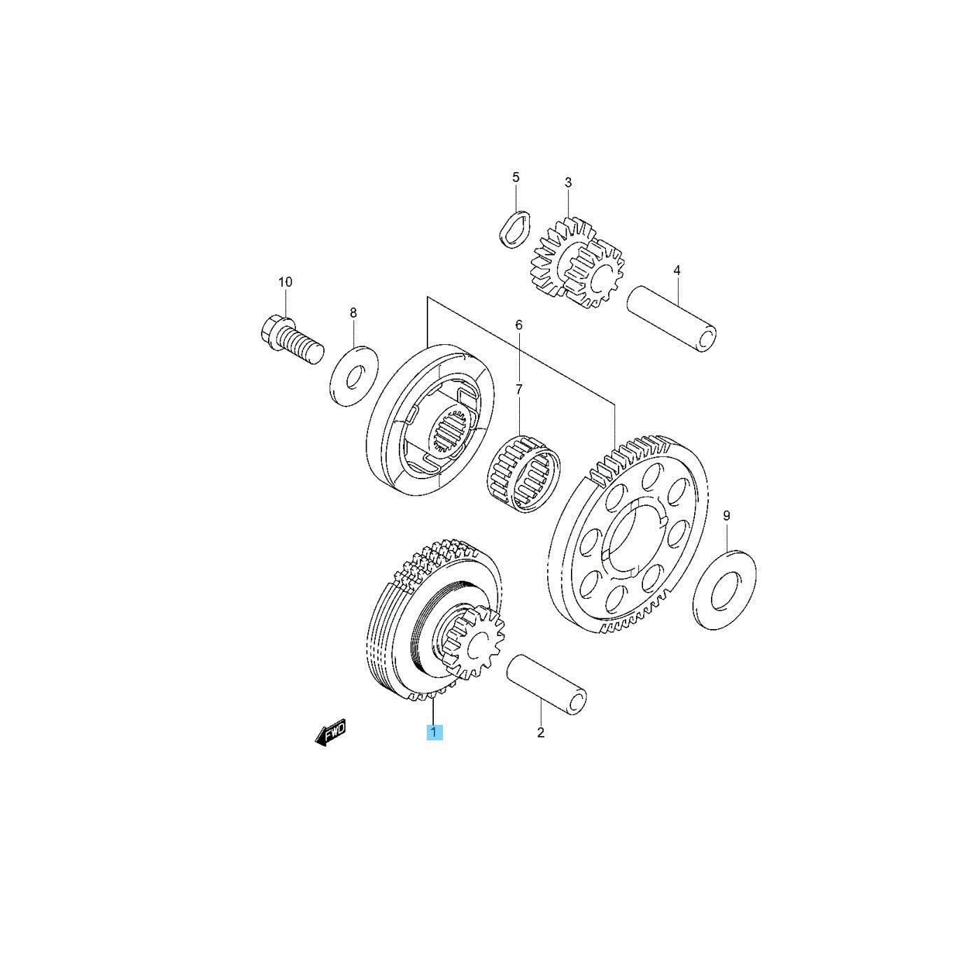 SUZUKI HAYABUSA GSX1300R '03-23 Genuine Starter Idle Gear Limiter 12600-24F01