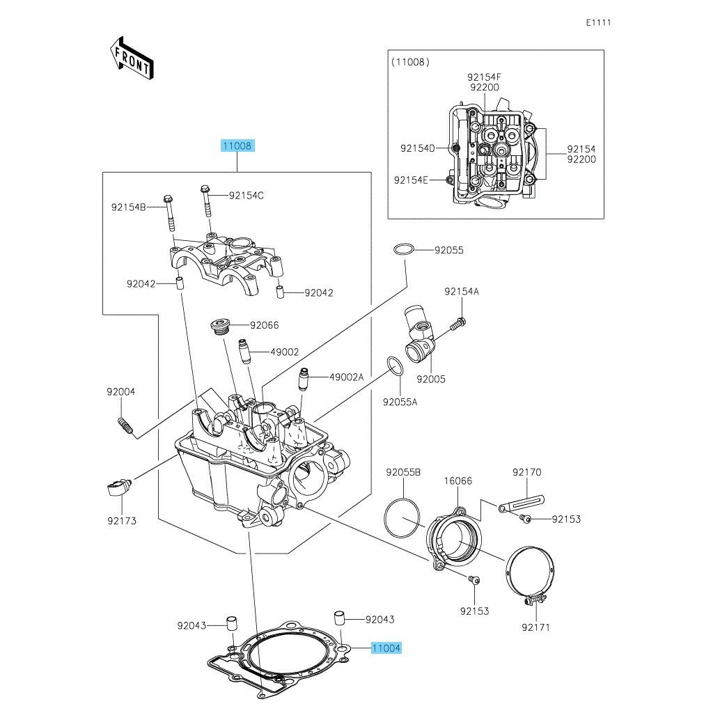 KAWASAKI KX450 '21-23 KX450X '21-23 Genuine Cylinder Head Comp & Head Gasket Set