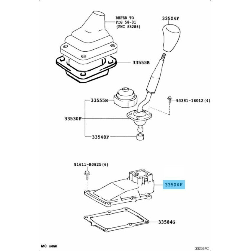 TOYOTA CROWN COMFORT Genuine Retainer Sub-Assy Control Shift Lever Floor Shift