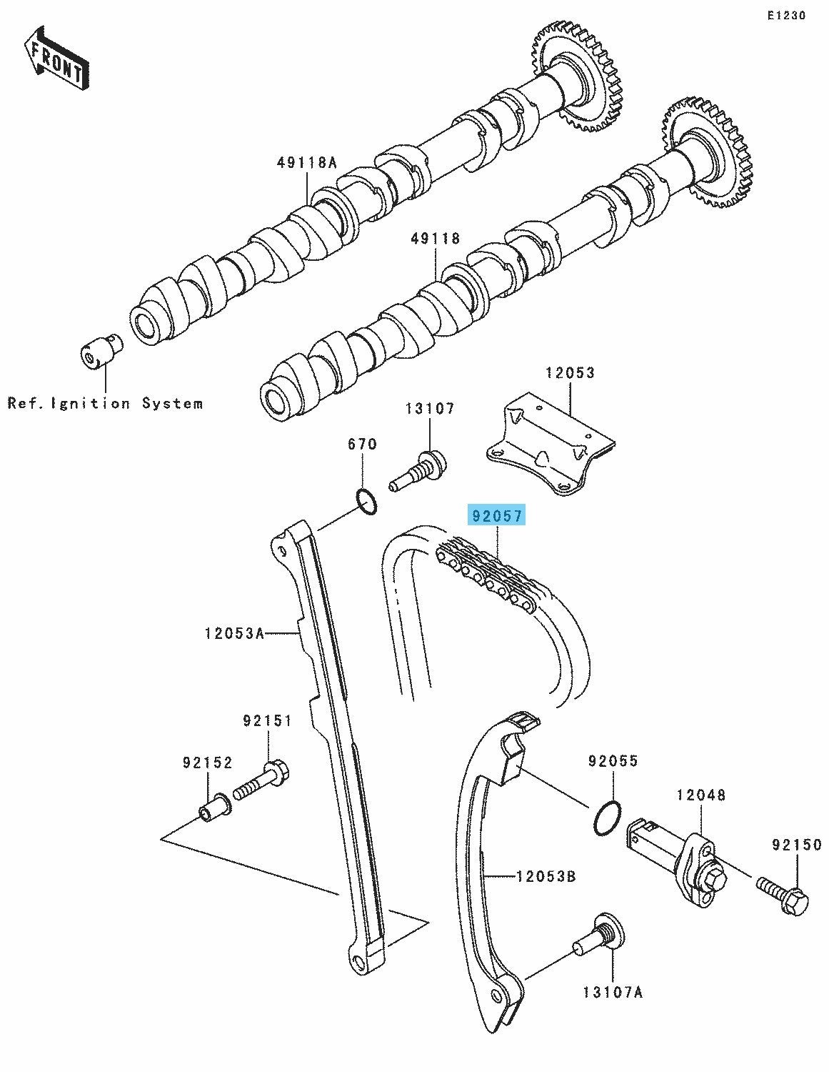 KAWASAKI NINJA ZX-12R ZX1200 2000-2005 Genuine Cam Chain 92057-1475 OEM