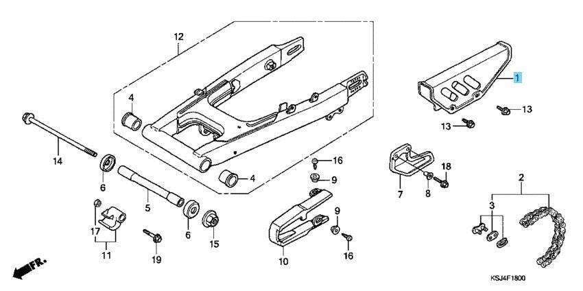 HONDA CRF100F 2004-2009 2011-2013 Genuine Drive Chain Case 40510-GN1-760 OEM