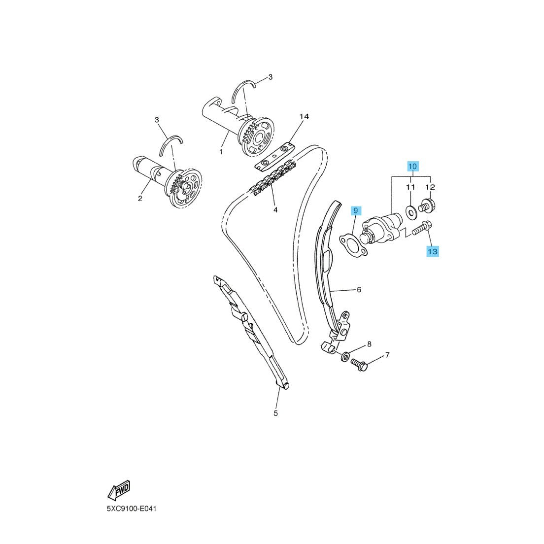 YAMAHA WR250F '07-13 Genuine Cam Chain Tensioner & Gasket & Bolt(x2) Set OEM