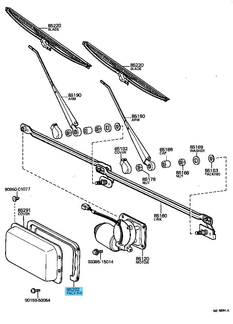 TOYOTA LAND CRUISER BJ4# 1977-1984 Genuine Wiper Motor Packing 85292-90301 OEM