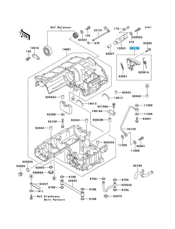 KAWASAKI NINJA ZX-11 ZX1100 93-01 Genuine Tensioner Comp 39170-1059 OEM