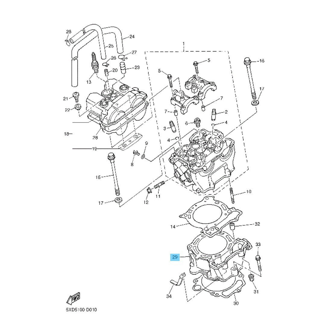 YAMAHA YZ450F '03-05 WR450F '03-06 Genuine Engine Cylinder 5TA-11311-12-00 OEM