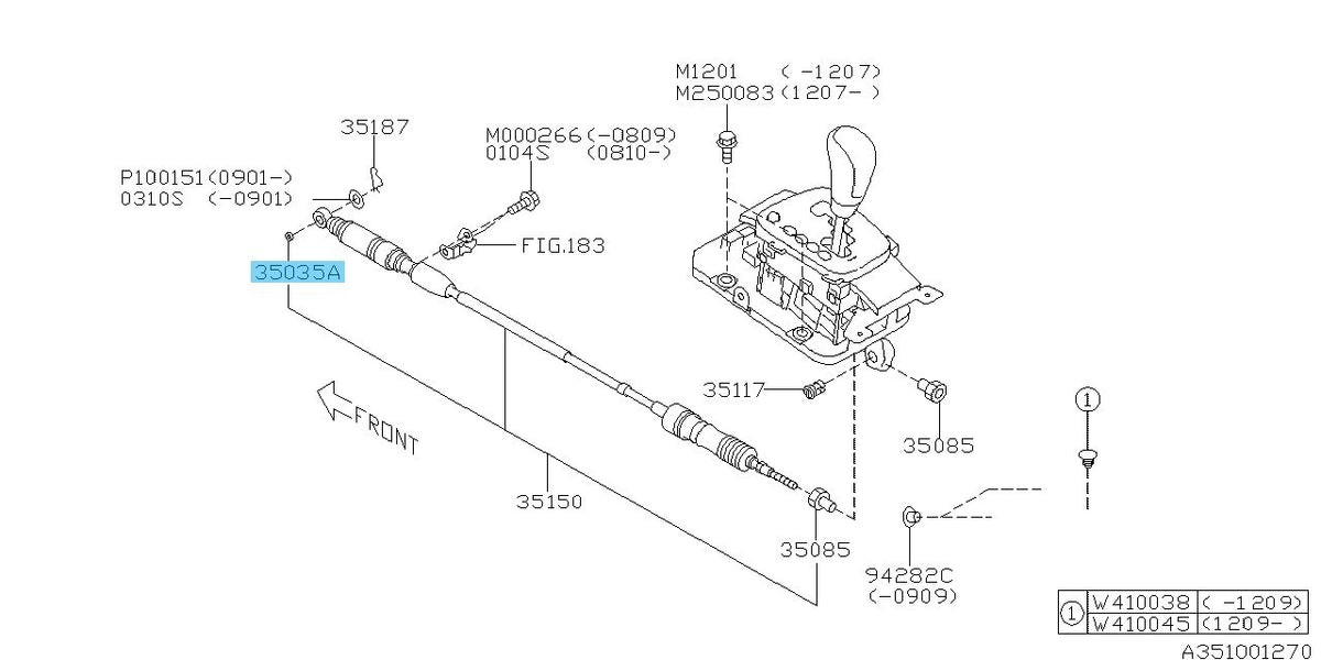 SUBARU IMPREZA GE# GT# '08-23 Genuine A/T Select Lever Cable Assy 35035TC000 OEM