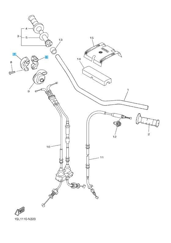 YAMAHA YZ450F 2003-2024 Genuine Grip Upper Cap & Grip Under Cap Set OEM