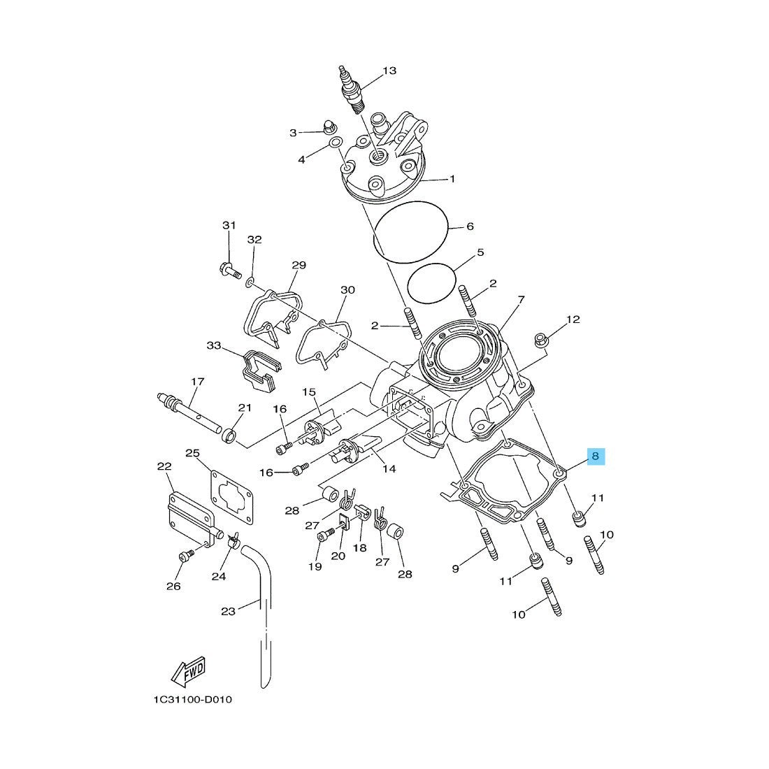 YAMAHA YZ125 '05-21 YZ125X '20-22 Genuine Cylinder Gasket 1C3-11351-00-00 OEM