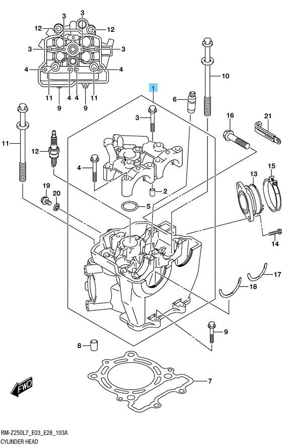 SUZUKI RM-Z250 2014-2017 Genuine Engine Cylinder Head Assy 11100-49H10 OEM
