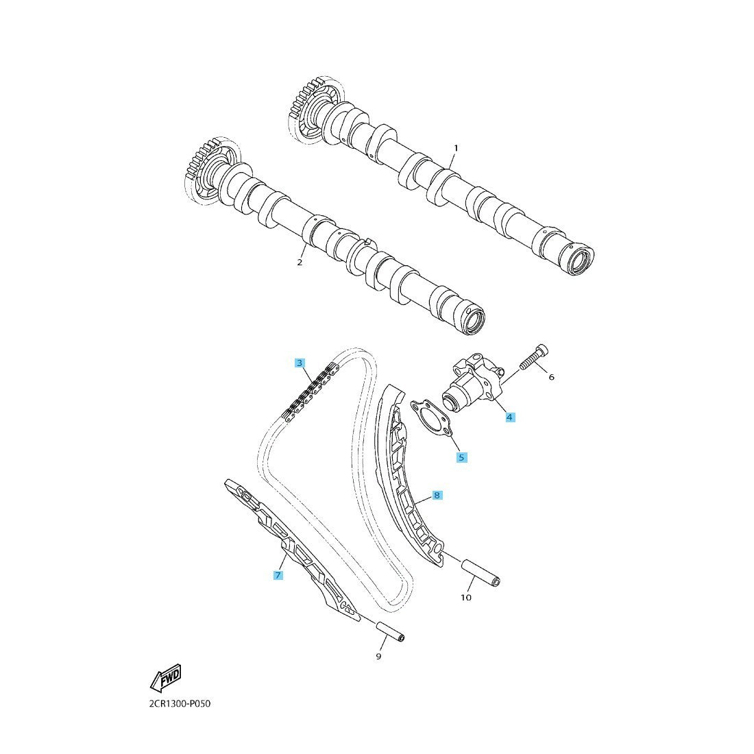 YAMAHA YZF-R1 '17-24 Genuine Chain & Tensioner & Tensioner Gasket & Damper Set