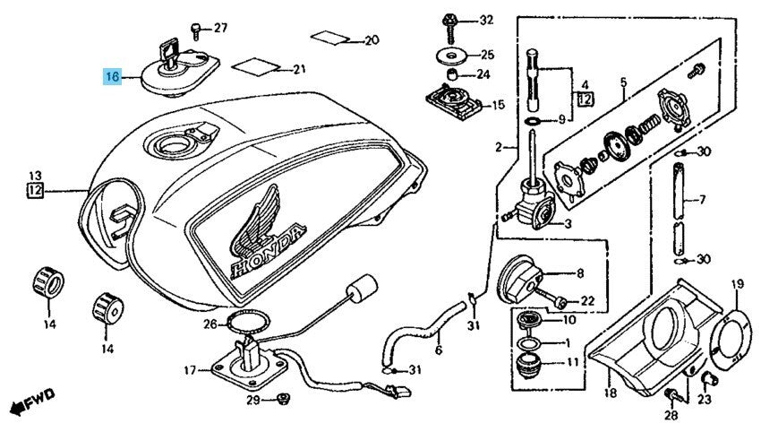 HONDA NIGHTHAWK CB700SC 1984-1986 Genuine Fuel Filler Cap 17620-MB1-043 OEM