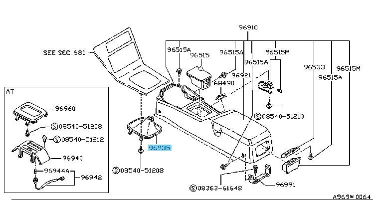 NISSAN 180SX RS13 SILVIA S13 Genuine Console Boot 96935-35F10 OEM RHD