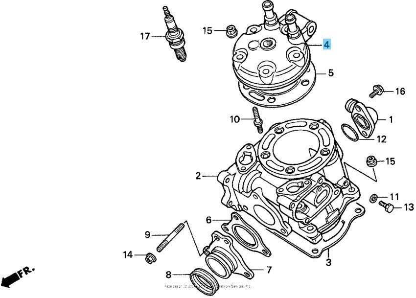 HONDA CR125R CR125RA 1998-1999 Genuine Cylinder Head 12200-KZ4-J00 OEM