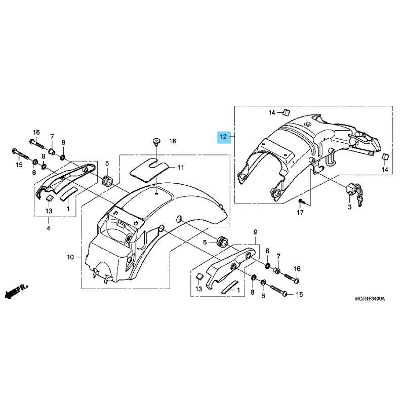HONDA VT750RS SHADOW RS '10-13 Genuine Rear Fender Frame 80125-MGR-670 OEM