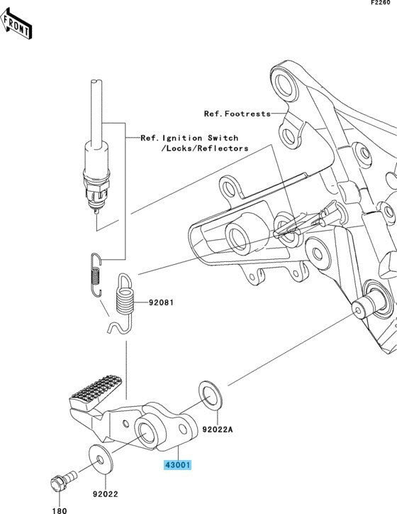 KAWASAKI EX650 NINJA 650 2012-2016 Genuine Brake Lever 43001-0705 OEM