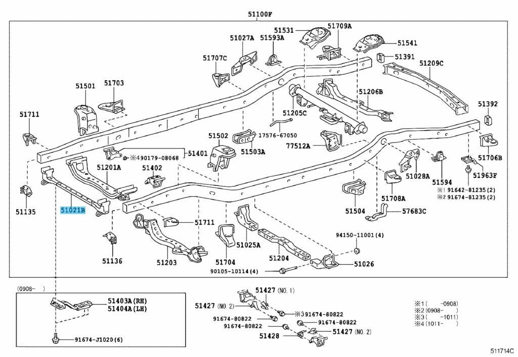 TOYOTA 4RUNNER LEXUS GX470 Genuine Frame Auxiliary Crossmember 51021-35071 OEM