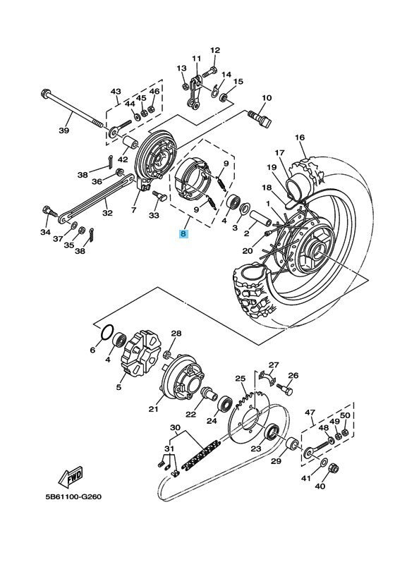 YAMAHA TT-R110E 08-09 11-23 Genuine Rear Wheel Brake Shoe Kit 4BE-W253E-00-00