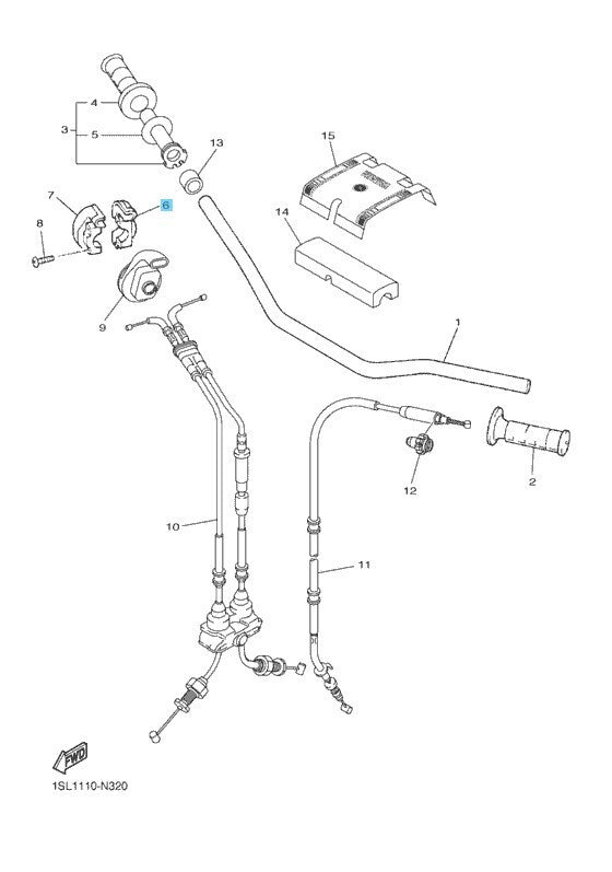 YAMAHA YZ450F 2003-2024 Genuine Grip Upper Cap 5BE-26281-01-00 OEM