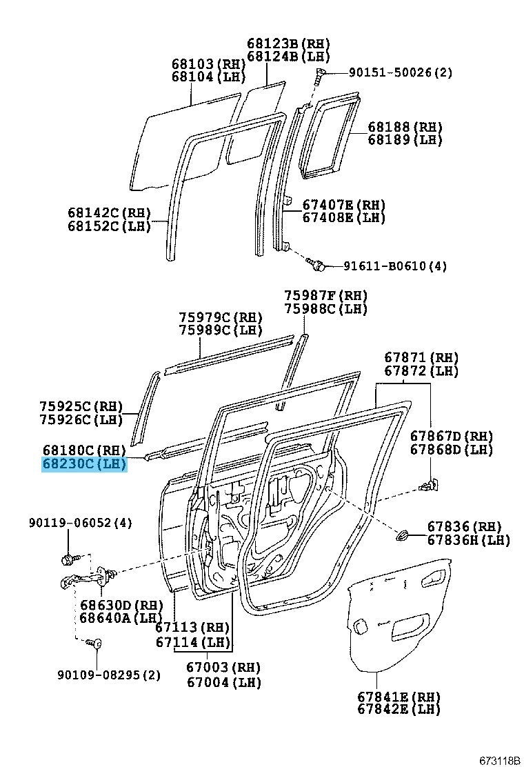 TOYOTA SCION xB NCP31 04-06 Genuine Rear Door Glass Weatherstrip Assy OUTER LH