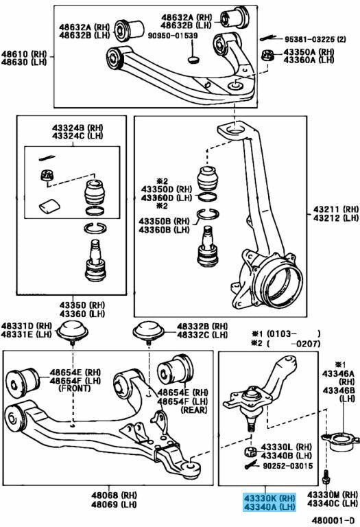 TOYOTA 4RUNNER LAND CRUISER Genuine Front Lower Ball Joint Right & Left Set OEM