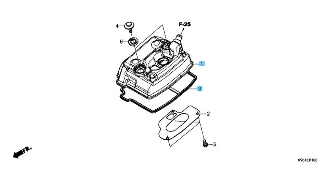 HONDA CRF250R '22-25 CRF250RX '22-25 Genuine Cylinder Head Cover & Gasket Set