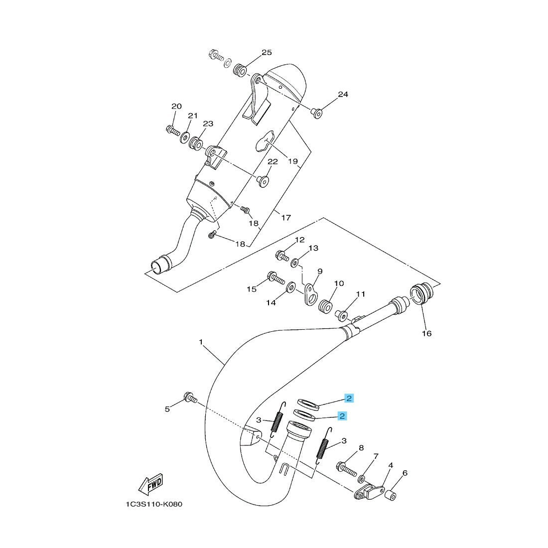 YAMAHA YZ125 '05-20 YZ125X 2020 Genuine Top End Gasket Kit 1C3-W0001-00-00 OEM