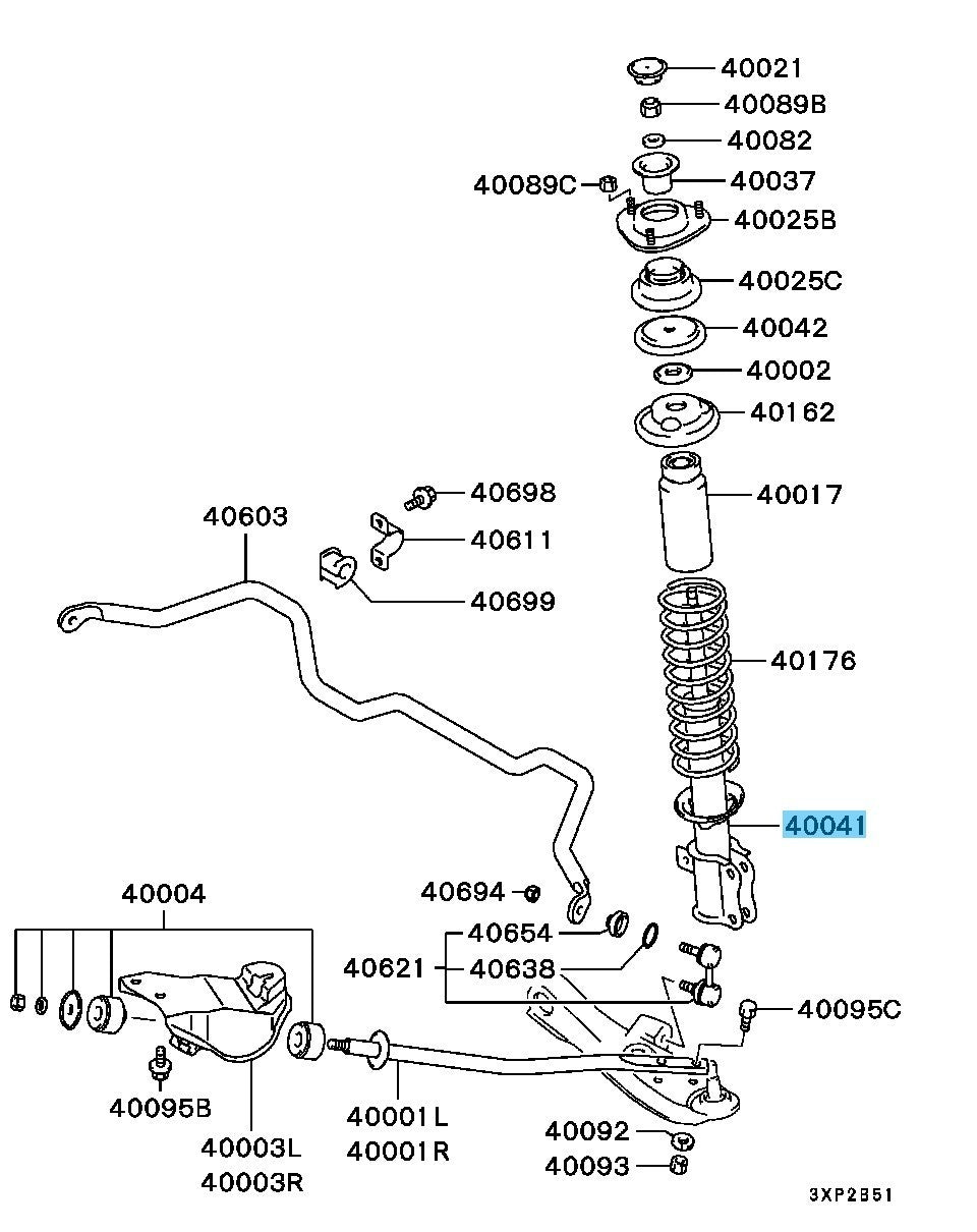 MITSUBISHI PAJERO JUNIOR H57A '95/10-96/11 Genuine Fr/Susp Strut MR210722 x2 Set