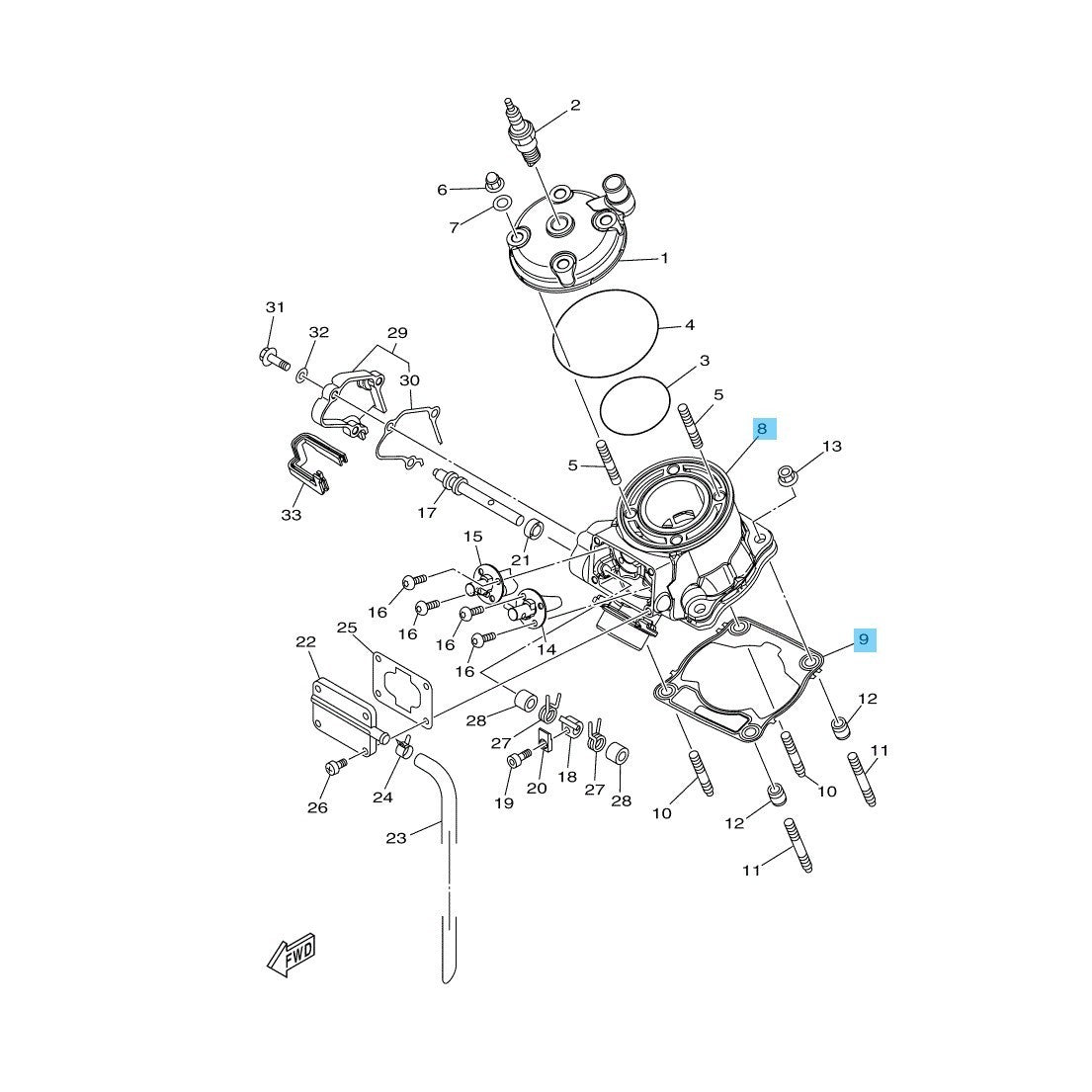 YAMAHA YZ85 '19-25 YZ85 LW '22-25 Genuine Cylinder & Cylinder Gasket Set OEM
