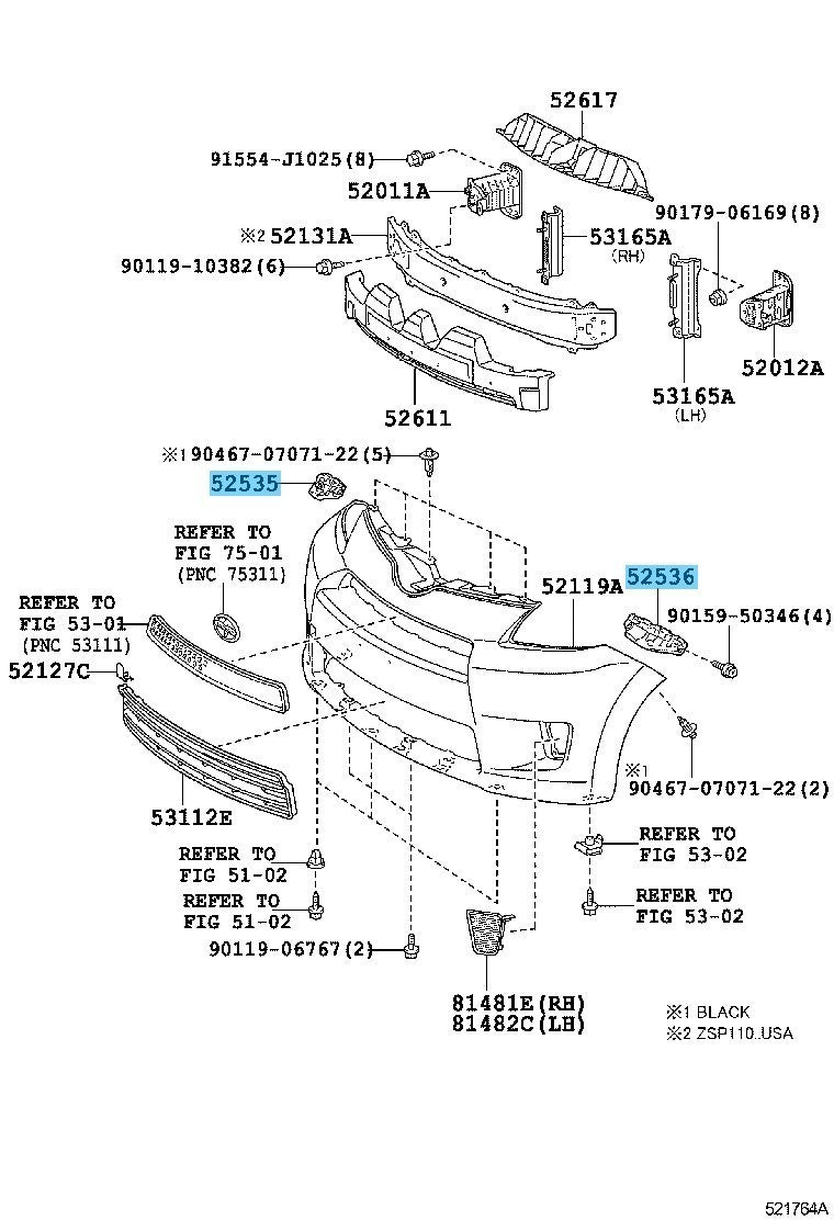 TOYOTA SCION xD ZSP110 '08-14 Genuine Front Bumper Side Retainer RH & LH Set OEM