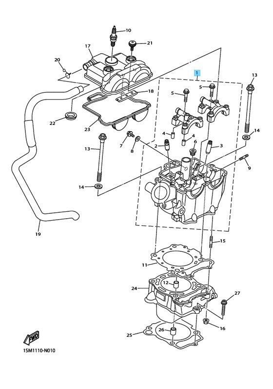YAMAHA YZ250F 2014-2016 Genuine Cylinder Head Assy 1SM-11101-09-00 OEM