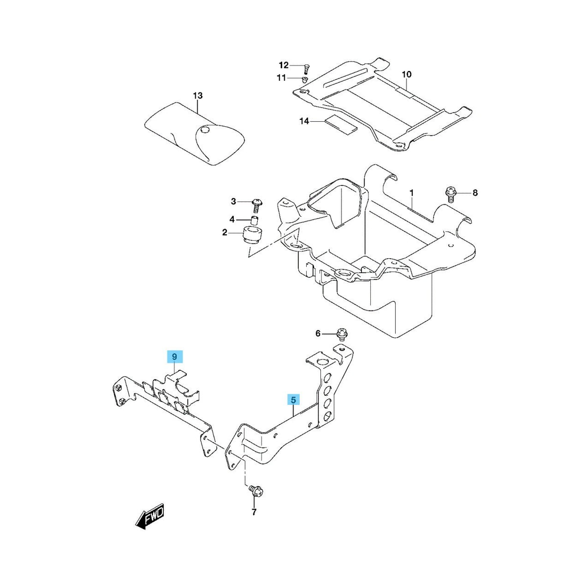 SUZUKI VZR1800 M109R '06-23 Genuine Electric Parts Holder & Relay Bracket Set