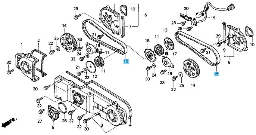 HONDA GL1500 GOLD WING 88-90 Genuine Timing Belt 14401-MN5-004 x2 Set OEM