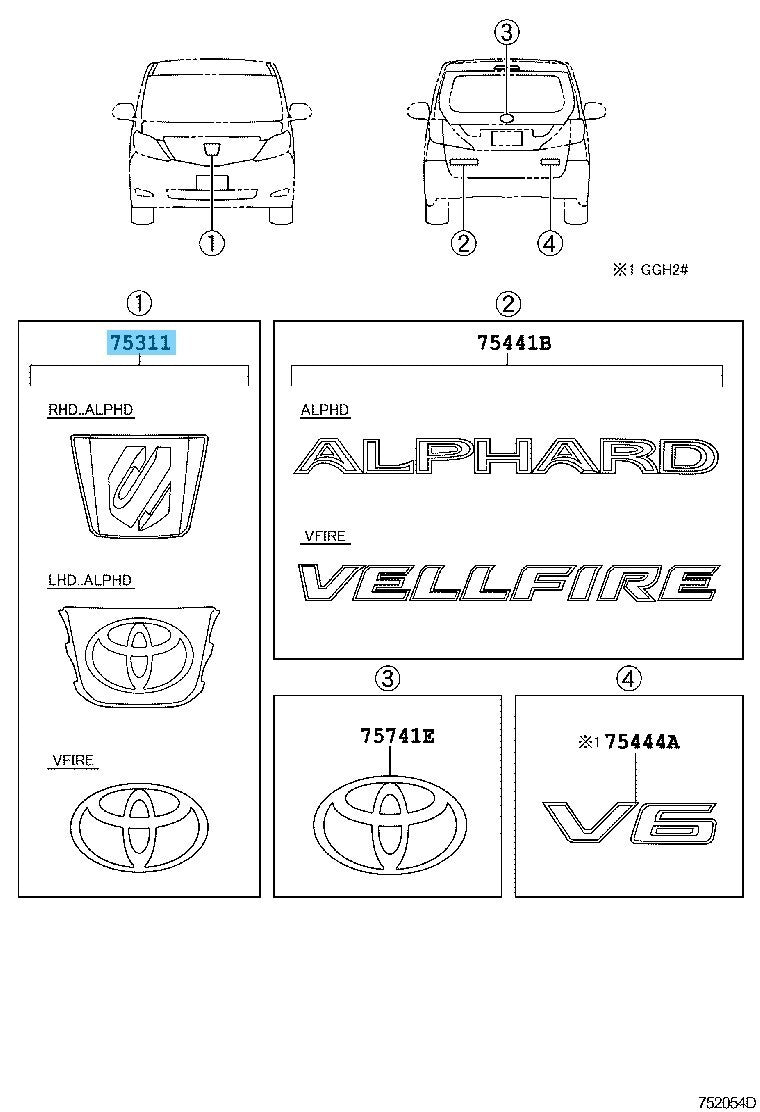 TOYOTA ALPHARD ANH20 11-15 Genuine Radiator Grille Emblem 75301-58150 Late Model