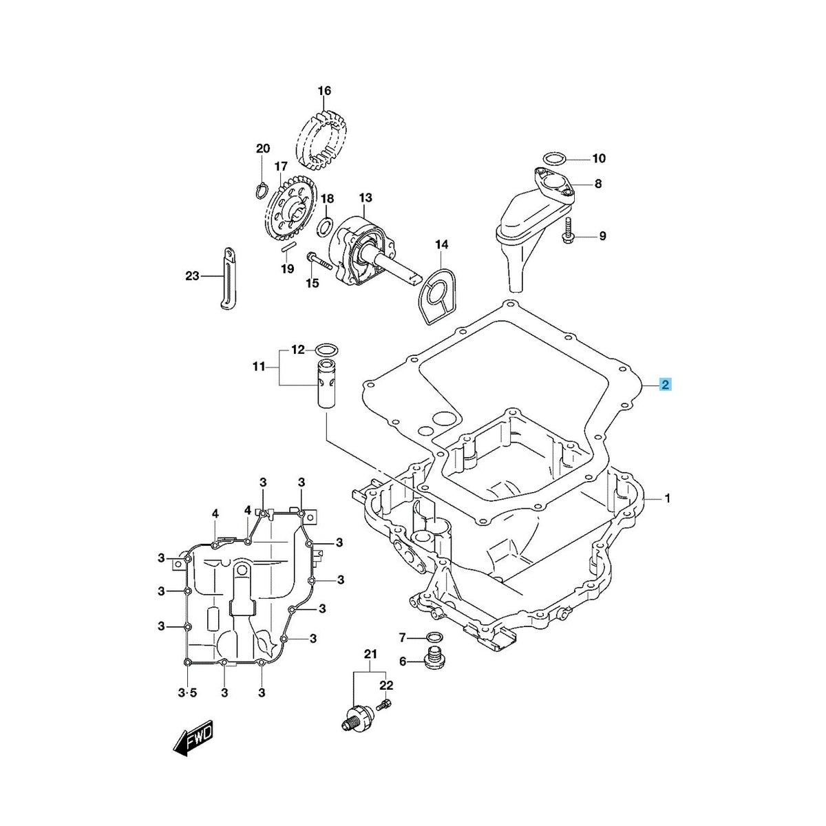 SUZUKI HAYABUSA GSX1300R 99-09 11-20 22-24 Genuine Oil Pan Gasket 11489-24F10