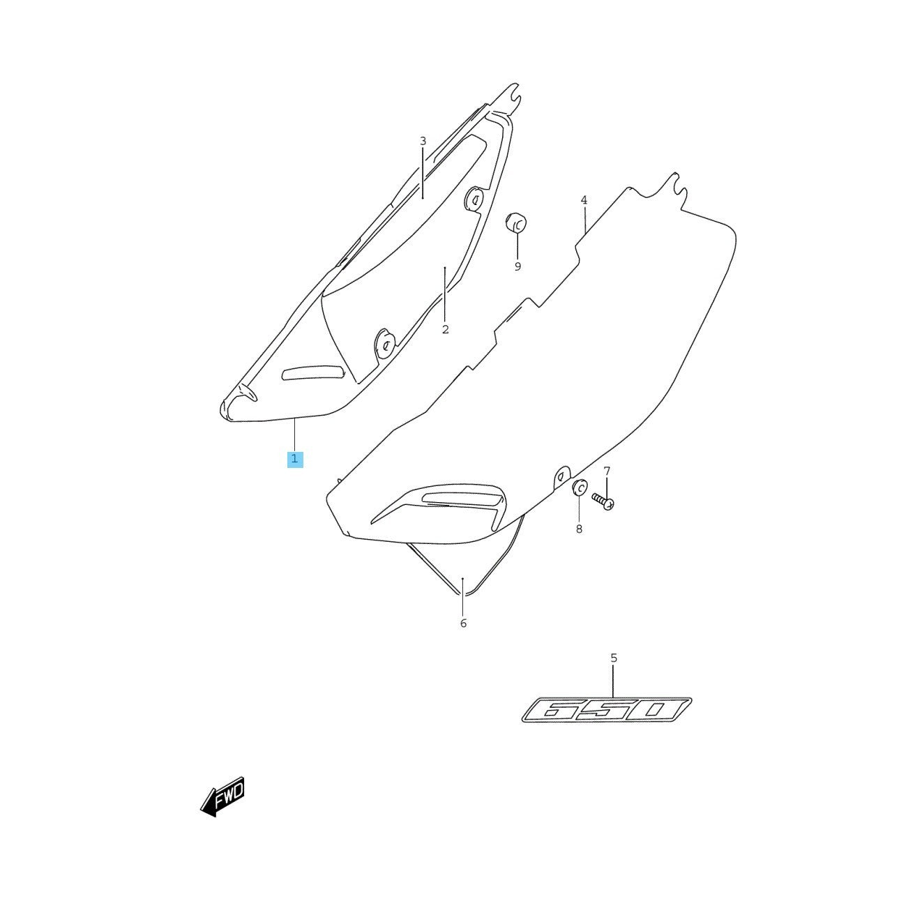 SUZUKI DR650SE '00-01 '08-09 2011 2017 2019 '22-23 Genuine Frame Cover RH BLACK