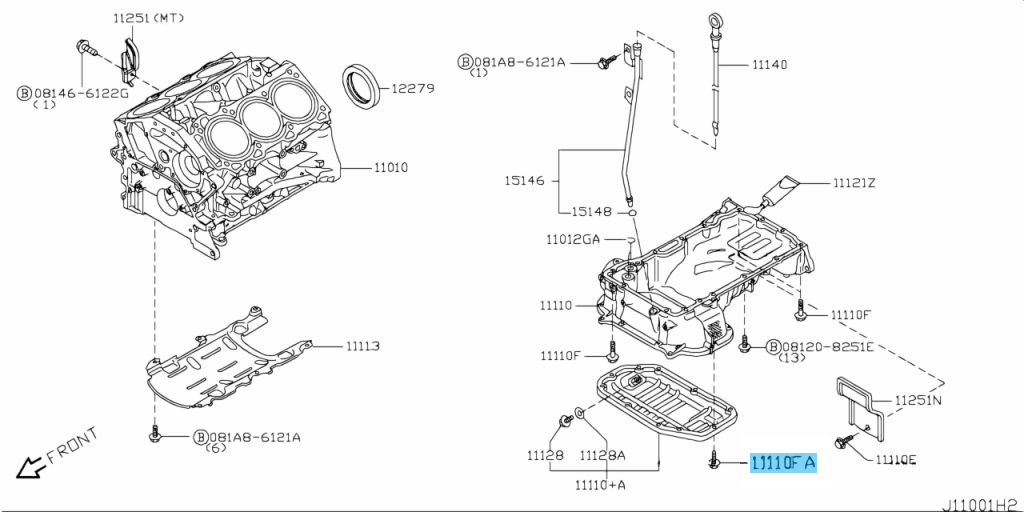 NISSAN INFINITI Q50 Q60 16-20 Genuine Oil Pan mounting screws 11035AG90A x10 OEM