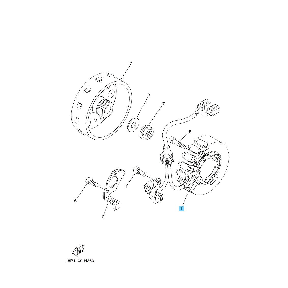 YAMAHA YFZ450R '09-25 YFZ450X '10-11 Genuine Stator Assy 18P-81410-02-00 OEM