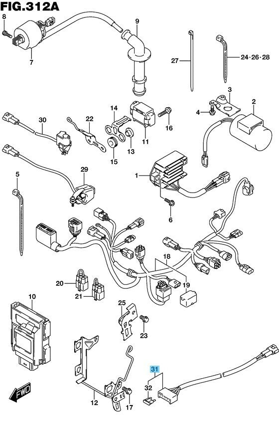 SUZUKI RM-Z450 2008-2024 Genuine Battery Wire 36890-28H00 OEM