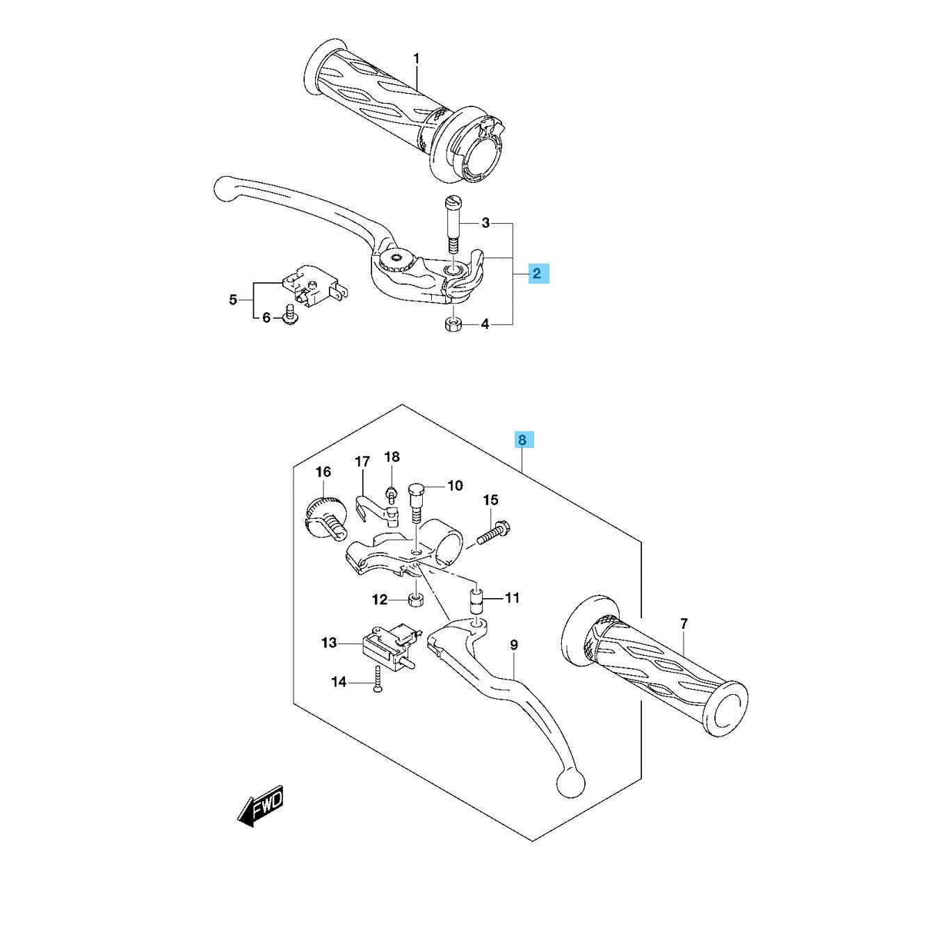 SUZUKI GSX-R600 2015-2023 Genuine Front Brake Lever & Clutch Lever Set OEM