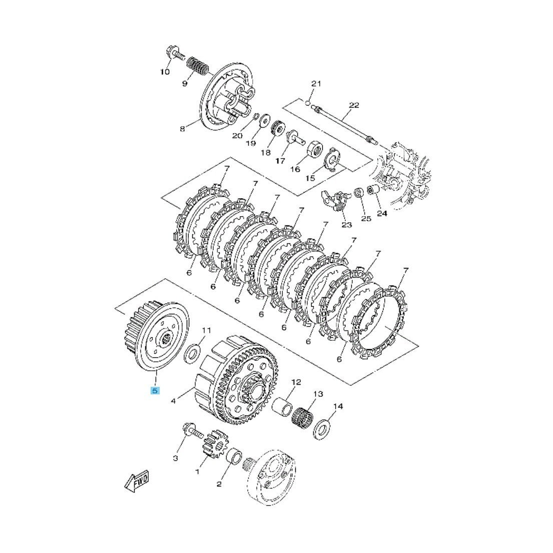 YAMAHA YZ125 1993-2024 YZ125X 2020-2024 Genuine Clutch Boss 5NY-16371-00 OEM