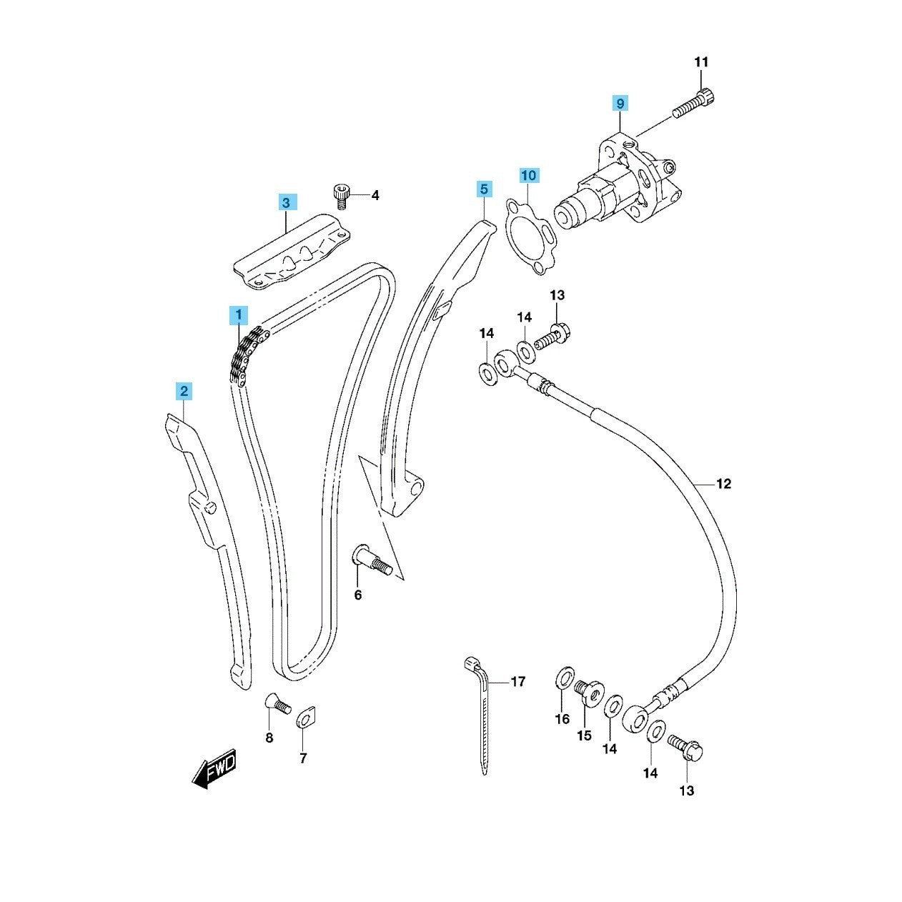 SUZUKI HAYABUSA '08-09 '11-19 Genuine Cam Chain & Guide & Tensioner Adjuster Set