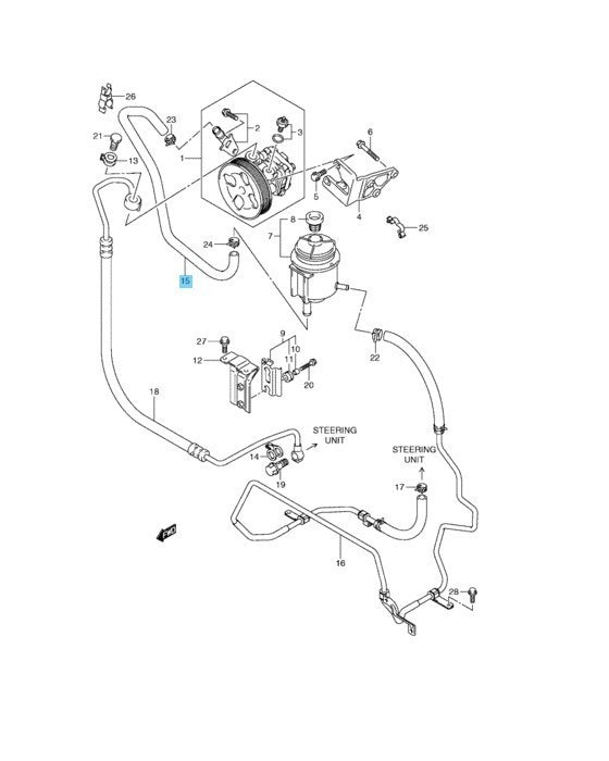 SUZUKI GRAND VITARA JB424X/W Genuine Power Steering Suction Hose For 2.4L J24B