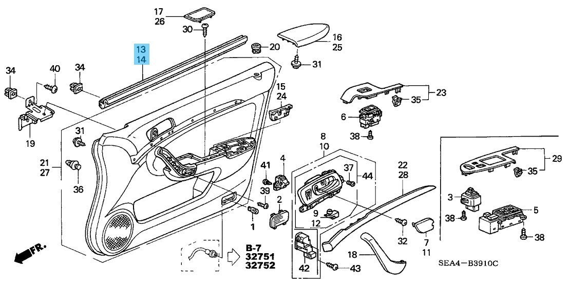 HONDA ACURA TSX 04-08 Genuine Front Door Inner Weatherstrip RH & LH Set OEM