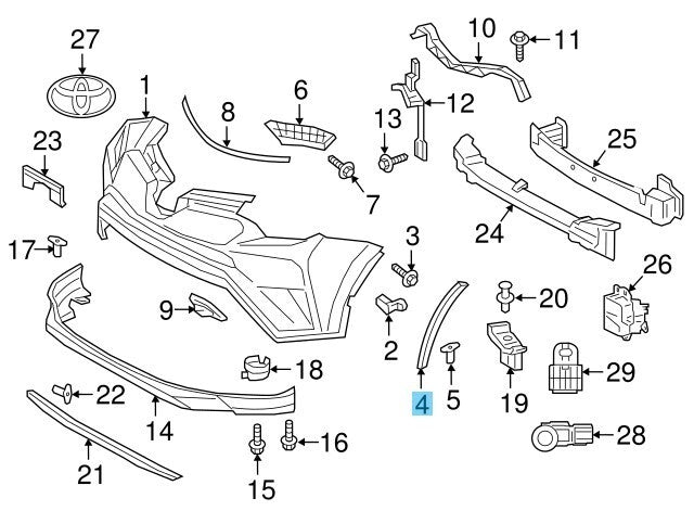 TOYOTA RAV4 ASA42 2016-2018 Genuine Front Bumper Extension RH 52112-42110 OEM