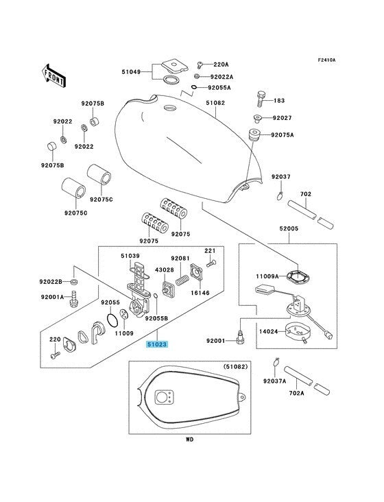 KAWASAKI KZ1000 POLICE 2002-2005 Genuine Fuel Tap Assy 51023-0725 OEM