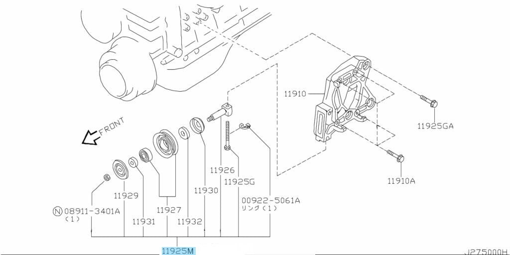 NISSAN SKYLINE GTS R32 R33 R34 300ZX Genuine Idler Compressor Belt Pulley OEM