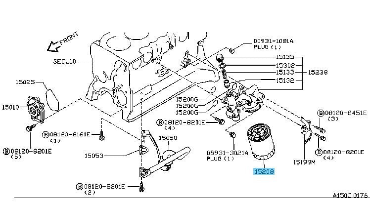 NISSAN CARAVAN E24 93-00 Genuine Engine Oil Filter Assembly AY100-NS010-01 OEM