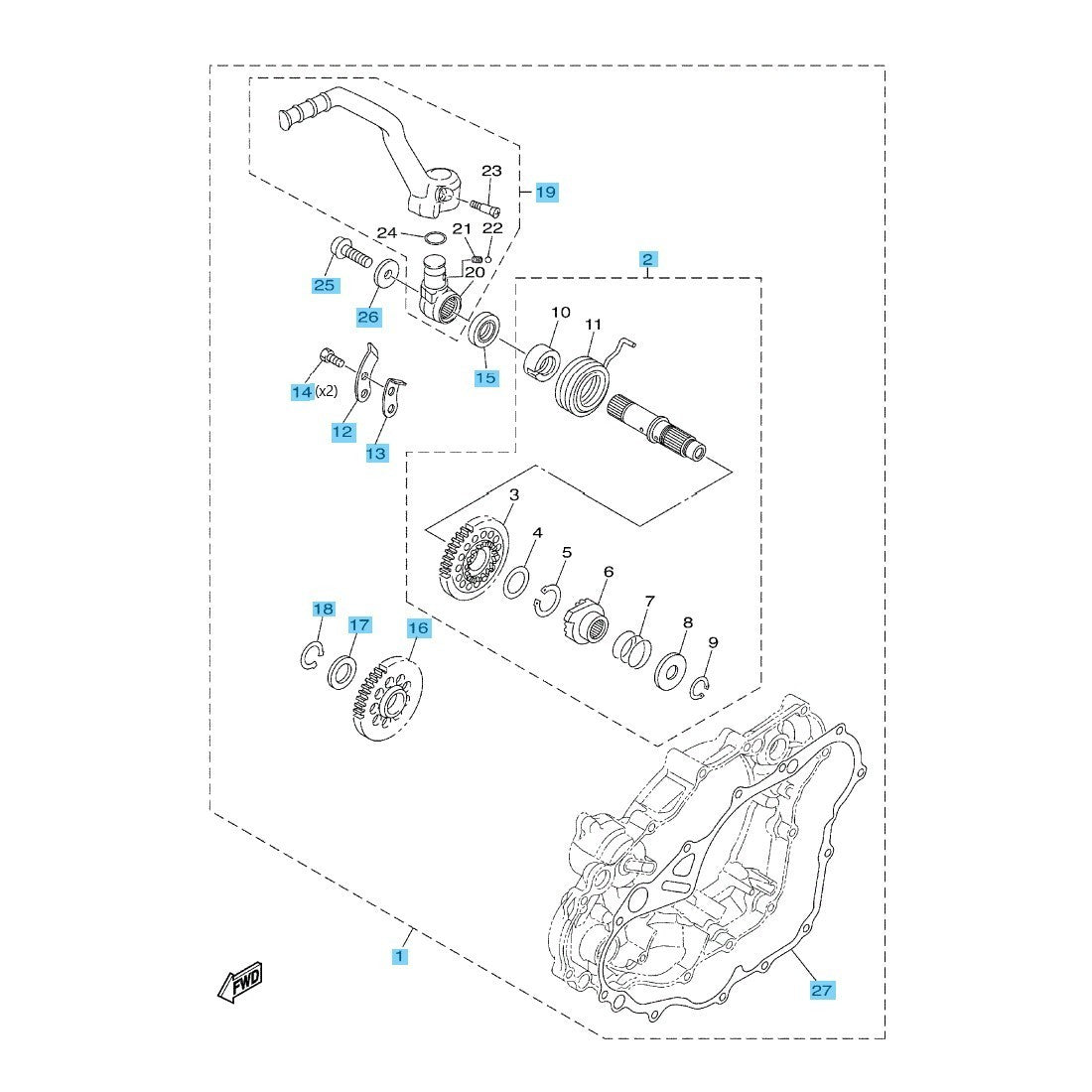 YAMAHA YZ250FX '17-19 WR250F '18-19 Genuine Kick Starter Kit B29-15602-00-00 OEM