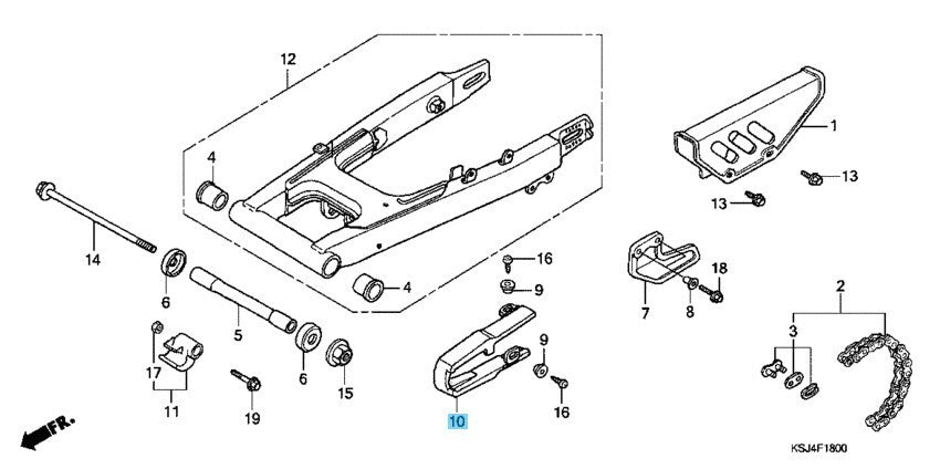 HONDA CRF100F 2004-2009 2012-2013 Genuine Chain Slider 52175-GN1-000 OEM