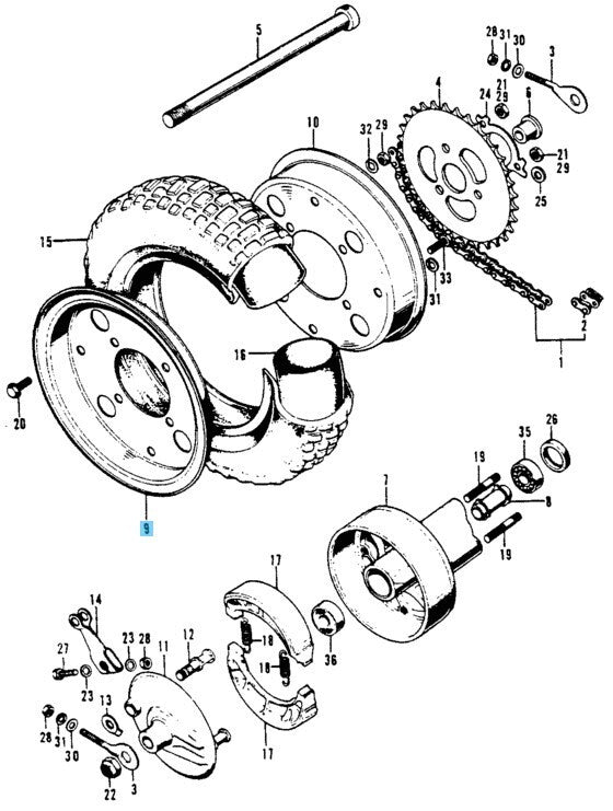 HONDA MONKEY Z50A 76-78 Genuine Wheel Rim Front or Rear RH 42701-045-671ZA OEM